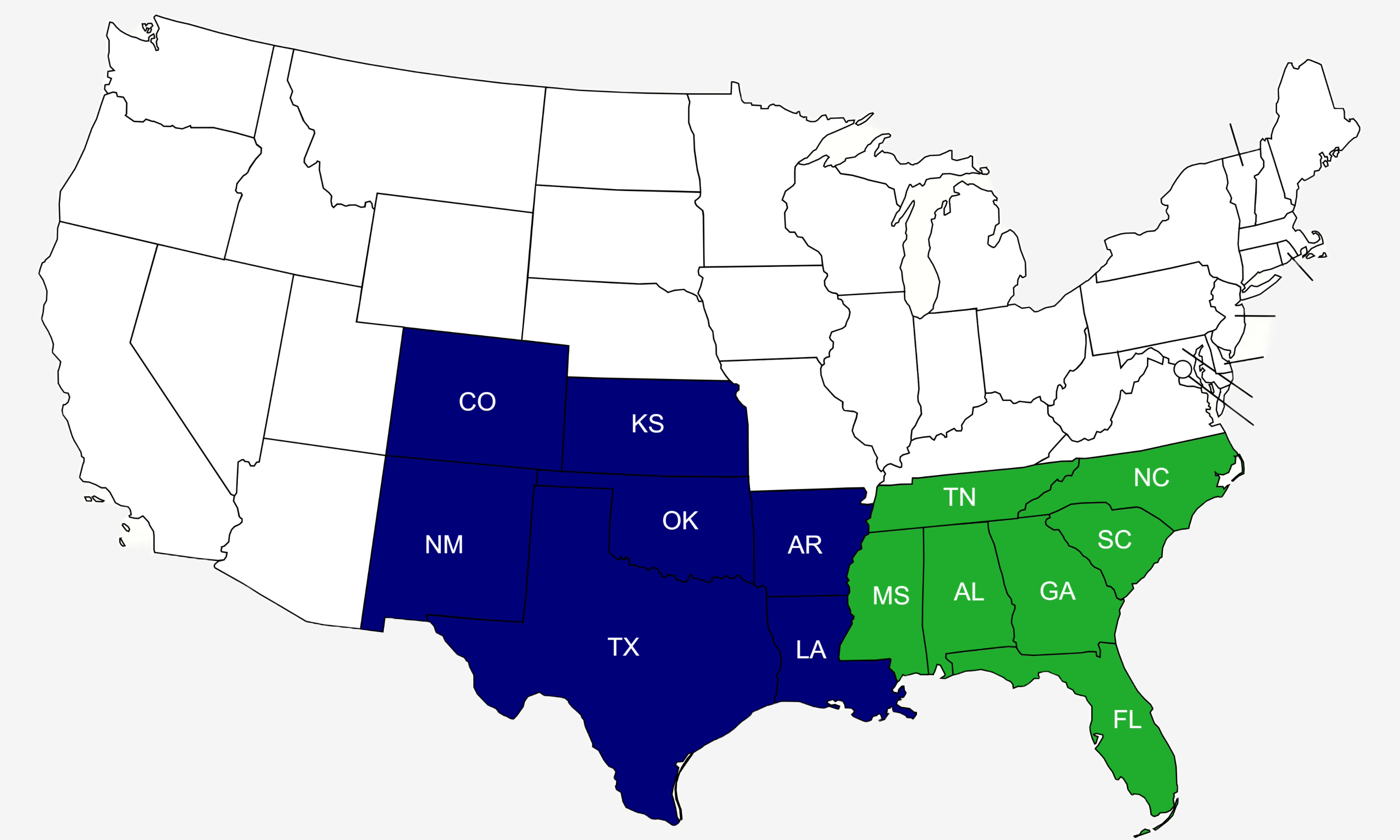 Map of distribution coverage of RRK Foods